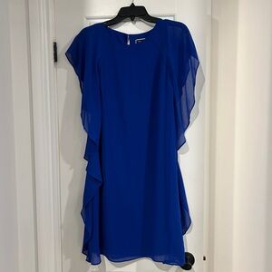 Melanie Lyne flutter style chiffon dress royal blue size 8